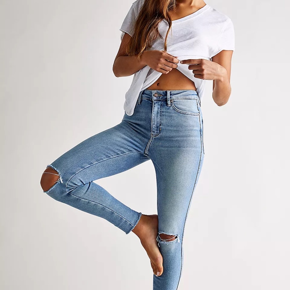 Free People Raw High-Rise Skinny Jean